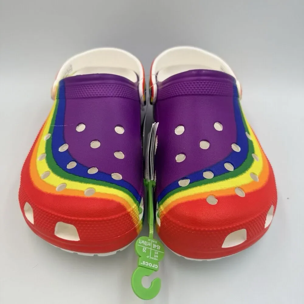 Crocs Classic Rainbow Dye Clogs Men Size 11 Colorful Comfort Slip-on Shoes READ
